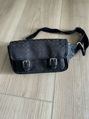 Coach Black Signature Jacquard Crossbody Belt Bag